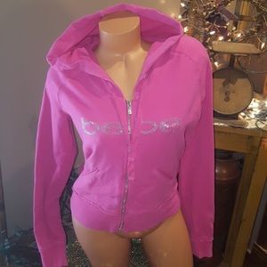 Bebe logo hooded sweatshirt L pink